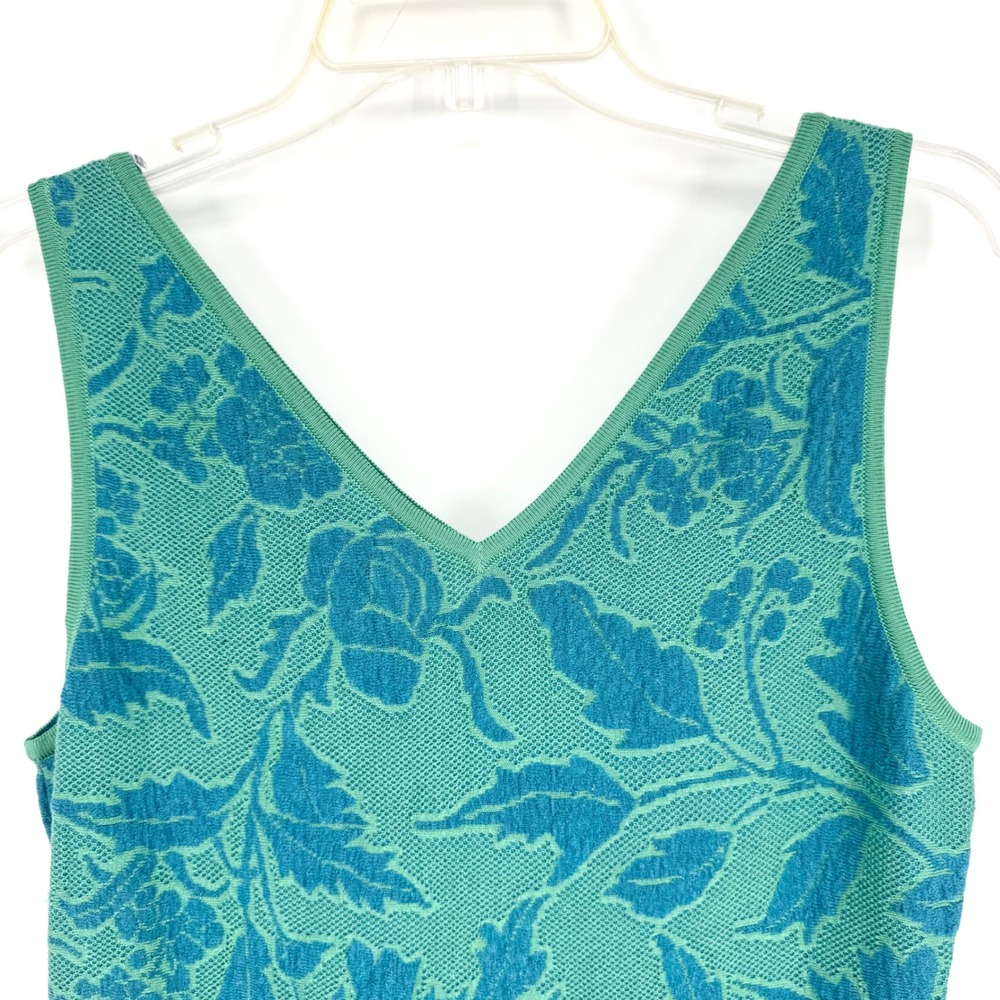 Peruvian Connection Pima Cotton Le Midi Dress Floral Sleeveless Mint/Teal Size M - Picture 2 of 7